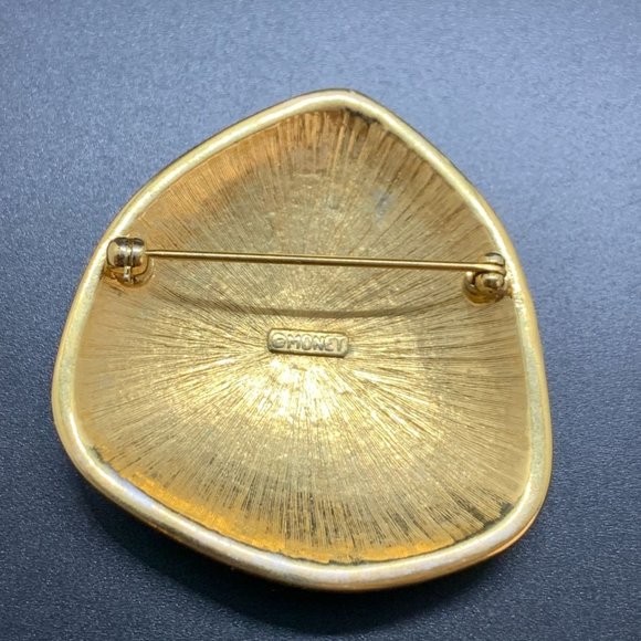 Signed Monet Vintage 1984 Gold Tone Red Black Yellow Enamel Brooch Earrings - Picture 5 of 10